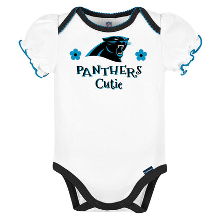 Paquete de 3 bodys de manga corta NFL Carolina Panthers, negros, 6-12M