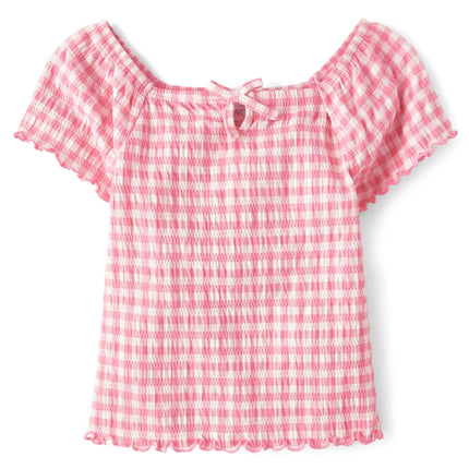 The Children's Place Girls' Smocked Short Sleeve T