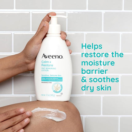 Aveeno Restorative Skin Therapy Moisturizing Oat Repairing Cream for Sensitive, Distressed, Dry Skin, with Prebiotic Oat & Aloe, Formulated without Parabens, Fragrance & Steroids, 12 oz