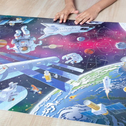 Melissa & Doug Space Glow-in-the-Dark Jigsaw Floor Puzzle – 48 Pieces, Puzzles for 3 year olds, Cardboard puzzle, Montessori toys, Problem solving, Gift for boy or girl - FSC Certified