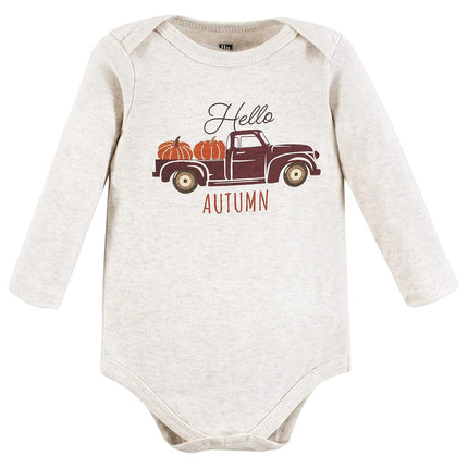 Hudson Baby unisex-baby Cotton Long-sleeve Bodysuits, Hello Autumn, 0-3 Months