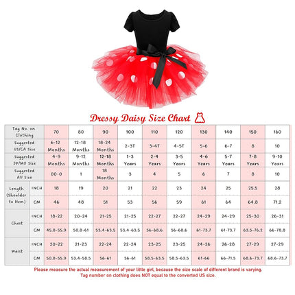 Dressy Daisy Little Girl Costume Polka Dots Fancy Dress Up with Mouse Ears Headband Birthday Party Outfit Size 8, Red