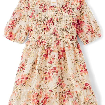 Gymboree Vestidos casuales estampados de manga corta para niñas y niñas pequeñas, Frappe de flores, 12