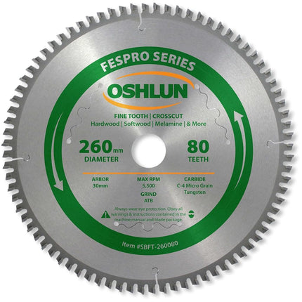 Oshlun SBFT-260080 260mm 80 Tooth FesPro Crosscut 