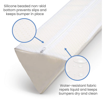 Delta Children [2-Pack] Extra Long Foam Toddler Bed Rail Bumper - Guardrail for Toddlers & Kids with Water-Resistant, Non-Slip & Machine Washable Cover - White