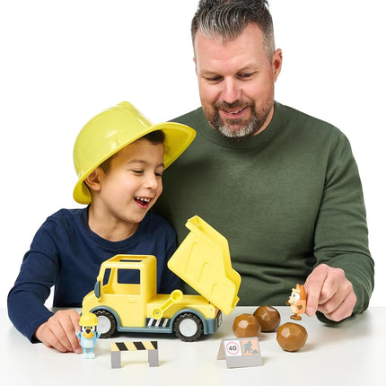Bluey Dump Truck, With Load and Unload Feature, Get Some Work Done With Exclusive Hard-Hat and Muddy Bingo,