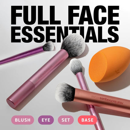 Real Techniques Everyday Essentials + Makeup Sponge Kit for foundation, blush, bronzer, eyeshadow, powder, synthetic, cruelty-free tools and blender for flawless looks, 5 Piece Set