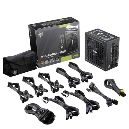 MSI MAG 1250GL PCIE 5 Gaming Power Supply - ATX 3.1 & PCIE 5.1 Ready - Full Modular - 80 Plus Gold Certified 1250W - Compact Size - ATX PSU - 10 Year Warranty