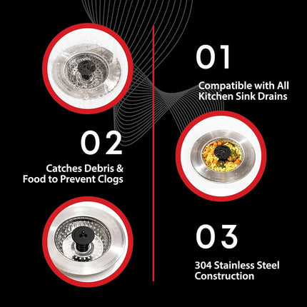 SinkShroom Kitchen Revolutionary Clog-Free Stainless Steel Sink Strainer, Black