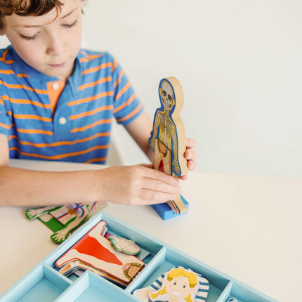 Melissa & Doug Juego de cuerpo humano magnético: juguetes clásicos - sets magnéticos de ropa y disfraces