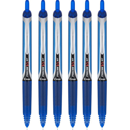 6 PENS: Pilot Precise V5 Retractable Blue Pens, Si