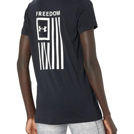 Camiseta Under Armour New Freedom Logo para mujer, Negro (001)/Blanco, XL