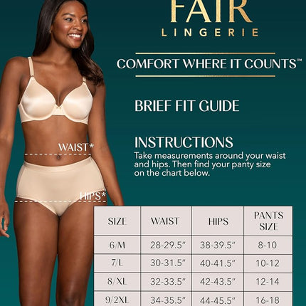 Vanity Fair Women's Comfort Where It Counts Panty 13163, Brief-3 Pack-Quartz/White/Beige, 10 (Pack of 3)