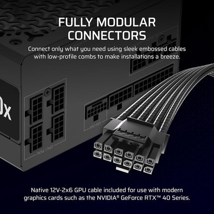 Corsair RM750x ATX 3.1 PCIe 5.1 Ready Fully Modular 750W Power Supply � Low-Noise, Cybenetics Gold Efficiency, Native 12V-2x6 Connector � Black