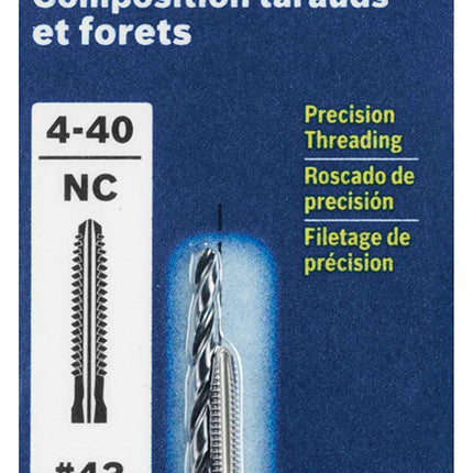 Bosch BDT440 4-40 Plug Tap and No. 43 Drill Bit Combo Set