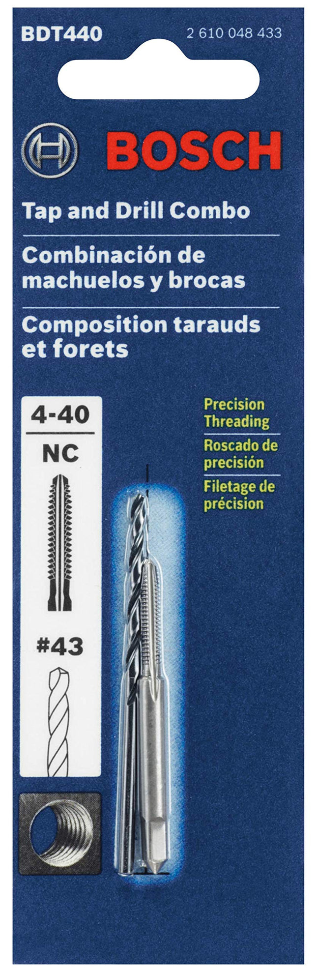 Bosch BDT440 4-40 Plug Tap and No. 43 Drill Bit Combo Set