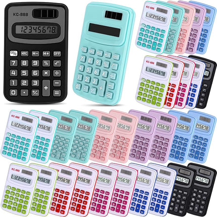 Flutesan 30 Pack Pocket Calculator,Red, Blue, Gree