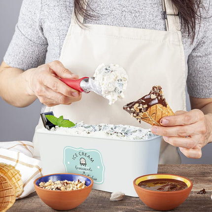 ZICOTO Set of 2 Reusable Ice Cream Tub Containers 1.6 Quart Ea. - Perfect for Homemade Sorbet, Frozen Yogurt Or Gelato - Stackable Storage Containers, Stickers And Lids Stores Easily In Freezer