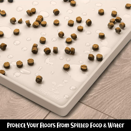 DogBuddy Dog Food Mat, Waterproof, Silicone, Vanilla, 24" x 16"