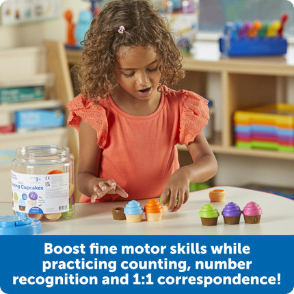Learning Resources Mini Counting Cupcakes, Counting Toys, Play Food, Childrens Counting Game, Birthday Cake Toy, Ages 3 4 5+