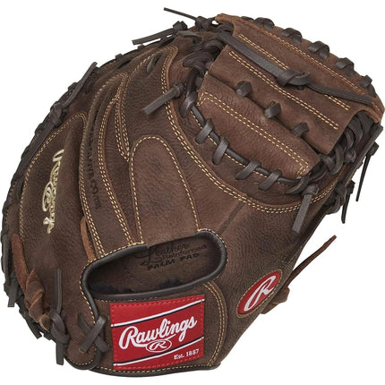 Rawlings 2017 Sporting Goods Player Preferred Catcher’s Mitt, Brown, Size 33, Worn on Left Hand