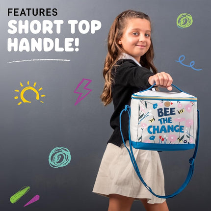 Fit & Fresh Insulated Lunch Box for Kids Boys & Girls, Lunch Bag for Kids with 2 Reusable Snack Bags, School Lunch Box, Bee The Change