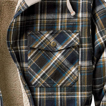 Legendary Whitetails Men's Camp Night Berber Lined Hooded Flannel Shirt Jacket, Upland Plaid, 3XL Big