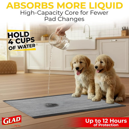 Glad for Pets JUMBO-SIZE Charcoal Puppy Pads | Black Training Pads That Absorb & Neutralize Urine Instantly | New & Improved Quality Dog Training Pads, 200 Count