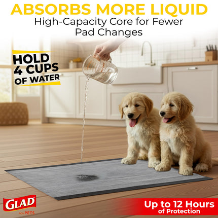 Glad for Pets JUMBO-SIZE Charcoal Puppy Pads | Black Training Pads That Absorb & Neutralize Urine Instantly | New & Improved Quality Dog Training Pads, 200 Count