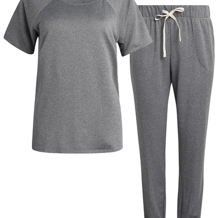 Lucky Brand Women's Pajama Set - 2 Piece Sleep Shirt and Lounge Jogger Pants with Pockets - Sleepwear Set for Women (S-XL), Silver Sconce, M