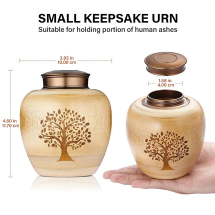 Small Urns for Human Ashes Adult Male Female,Small Keepsake Urns for Human Ashes Tree of Life Pattern Engraved,Memorial Cremation Urns for Human Ashes Adult Female Male Made of Bamboo