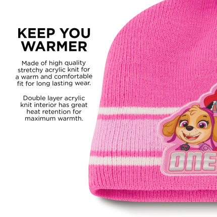 Nickelodeon girls Toddler Winter Hat, Scarf & Mittens Set 2-4 Or Paw Patrol Marshall Hat, Scarves & Kids Gloves Sets 4-7, Pink - Gloves Set, Ages 4-7