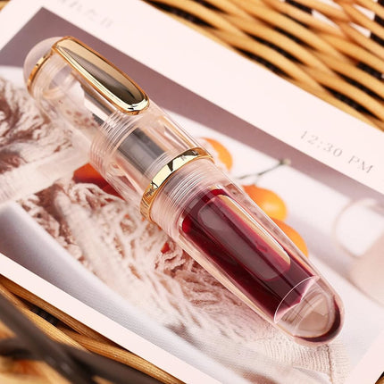 Majohn Q1 Mini Fountain Pen Extra Fine Nib Transparent Eyedropper Filling, Short Resin Pocket Pen Large Capacity
