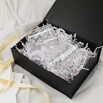 MUMUPACK Black Gift Box,10x7.3x3.5 Gift Boxes With Lids For Presents Includes Ribbon And Diy Printable Sticker Paper,Bridesmaid Proposal Box,Magnetic Gift Box For Birthday,Wedding,Graduation