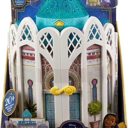 Disney Wish Rosas Castle Dollhouse Playset with 2 Posable Mini Dolls, Star Figure, 20 Accessories, Light-Up Projection Dome & More, HPX38