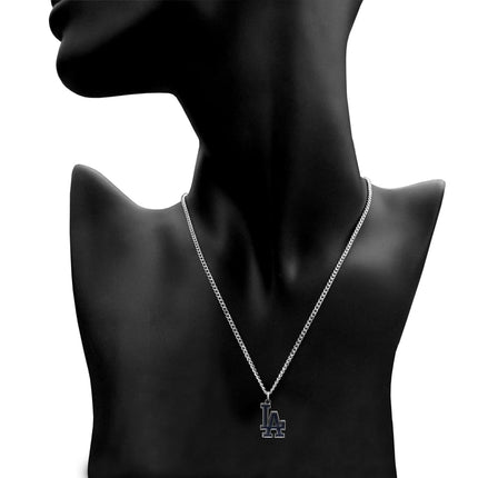 MLB Los Angeles Dodgers Women's MLB Chain Necklace with Small Pendant, 20", Silver