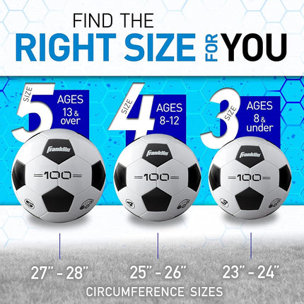 Franklin Sports Soccer Balls - Size 4 F-100 Soccer Balls - Youth Soccer Balls - 12 Pack Bulk Soccer Balls with Pump White, 30207X