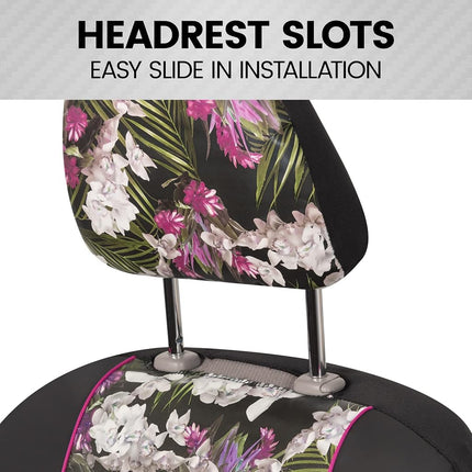 BDK Universal Fit Catalina Floral Car Seat Covers - 2 Piece, Front, Faux Leather