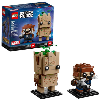 Kit de construcción LEGO BrickHeadz Groot y Rocket, Multicolor