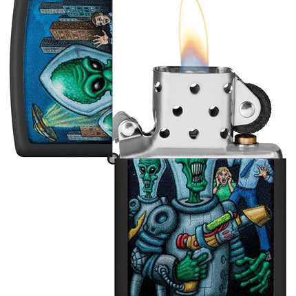 Zippo Alien Attack Design Black Matte Pocket Lighter