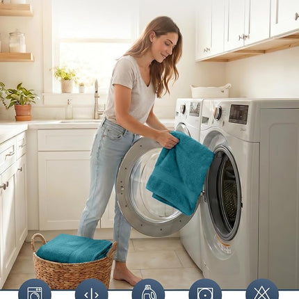 LANE LINEN 100% Cotton 6 Piece Bath Towel Set - Ring Spun, Quick Dry, Super Soft & Highly Absorbent - 2 Bath, 2 Washcloths, 2 Bathroom Hand Towels - Hotel Quality Luxury Bathroom Towel Set - Sea Port