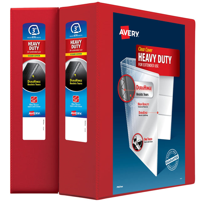 Avery Heavy-Duty Clear View 3 Ring Binders, 3 Inch