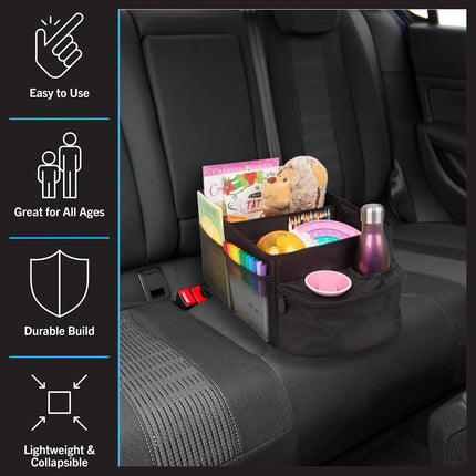 Stalwart Backseat Car Organizer - Collapsible Car Storage Box with Cupholders and Partitions for Front or Back Seat - Road Trip Essentials
