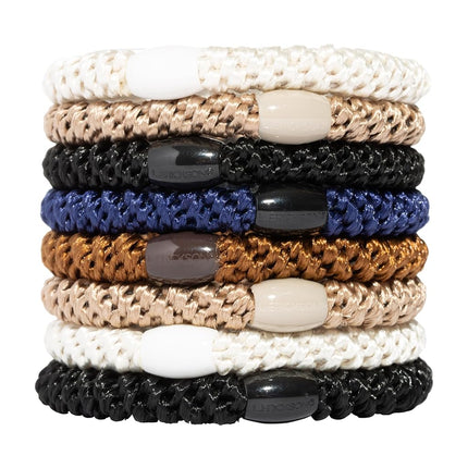 L. Erickson Grab & Go Ponytail Holders, Classic, Set of Eight - Exceptionally Secure with Gentle Hold