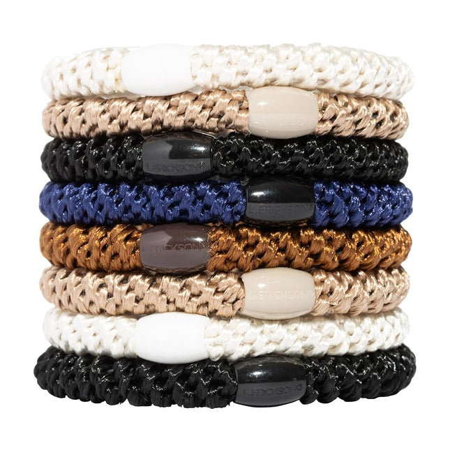 L. Erickson Grab & Go Ponytail Holders, Classic, Set of Eight - Exceptionally Secure with Gentle Hold