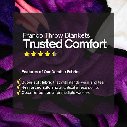 Franco Collectibles Kuromi Bedding Super Soft Cozy Throw Blanket, 62" x 90" (Official Licensed Product)