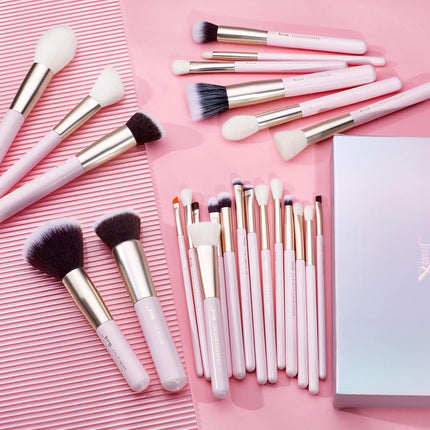 Jessup Professional Makeup Brush Set 25pcs Labeled Makeup Brushes Pink T290