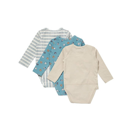 Hanes Unisex Baby Pure Comfort Bodysuits de manga larga, Bodysuits para bebés, Niños y niñas, Paquete de 3, Blanco/Azul/Beige, 18 MESES