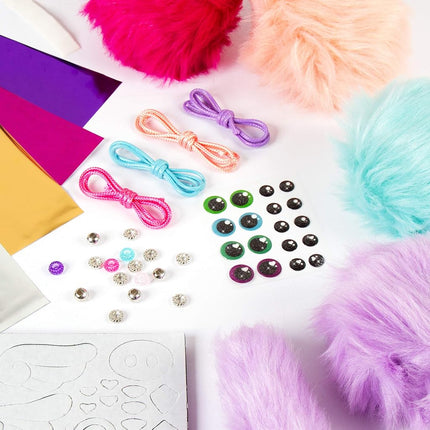 Make It Real DIY Plush Toys Pom Pom Characters Making Kit - Arts and Crafts for Kids - Gifts for Girls