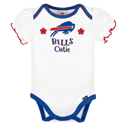 Gerber Baby Girl's NFL 3 Pack Short Sleeve Onesie Bodysuit, Team Color, 18 Months
